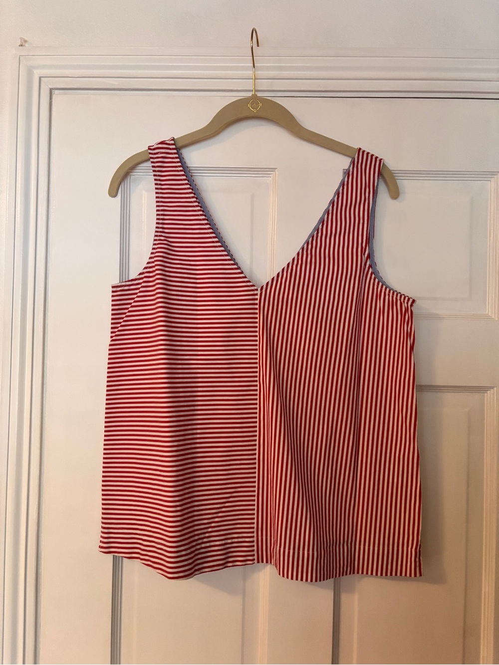 Vineyard Vines Red and White Striped V-Neck Tank